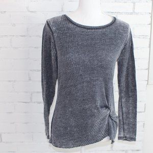 Grey Waffle Knit Long Sleeve Top // Fall Top
